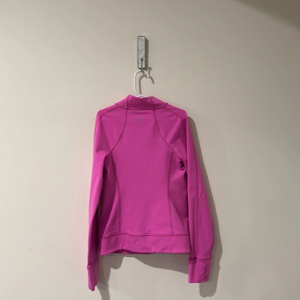 • Ivivva • Girls Zip Up Athletic Jacket Hot Pink with blue and white print  8